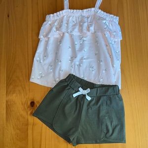 NWOT Savannah Matching Tank Top & Shorts Set - Pink & Green 24m